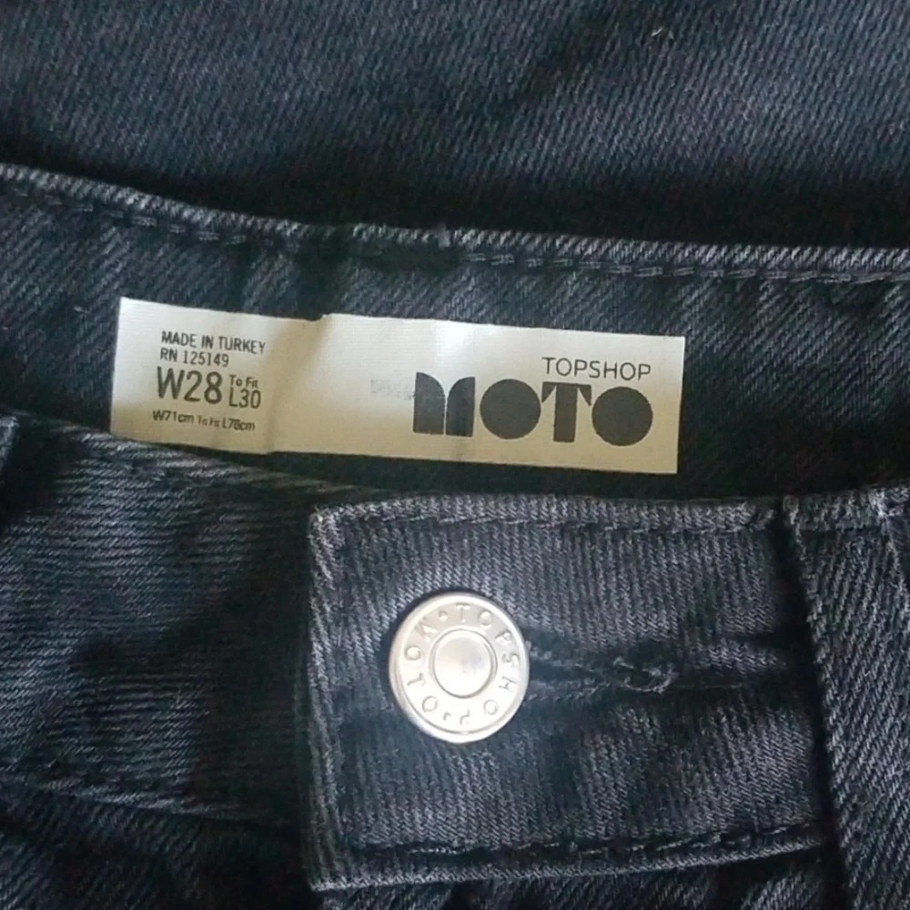 Topshop Black wide leg side stripe Moto Jeans - Picture 4 of 7